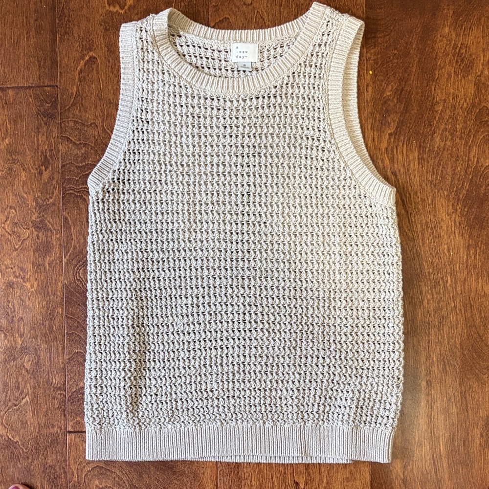 Tan Sleeveless Sweater Top